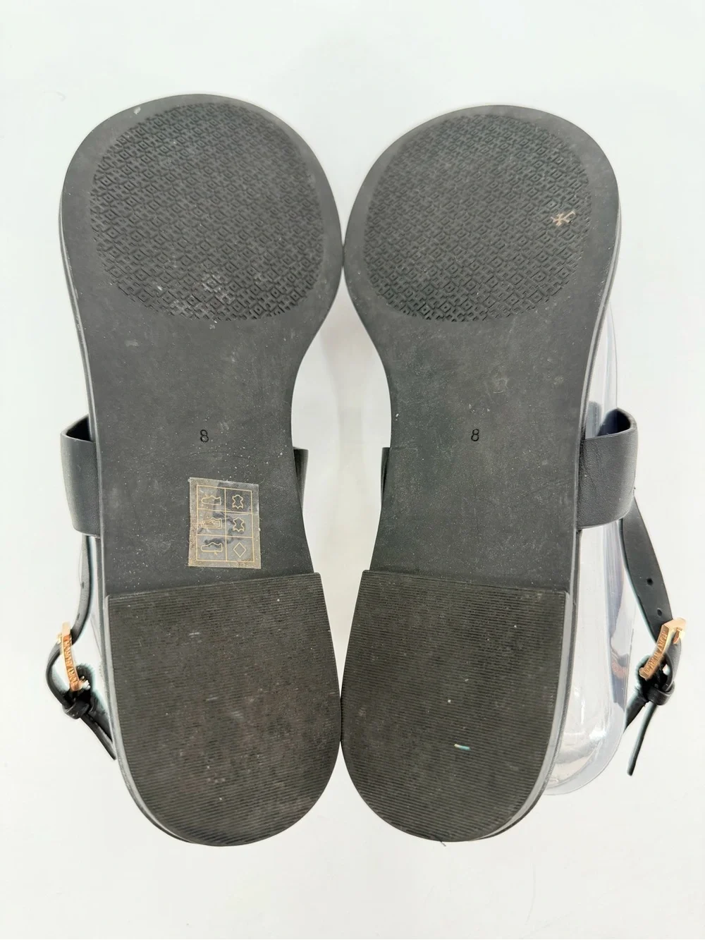 Tory Burch Black Leather Bryce Thong Logo Sandals 8